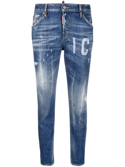 Shop Dsquared2 Icon Cool Girl Cropped Jeans In Blau