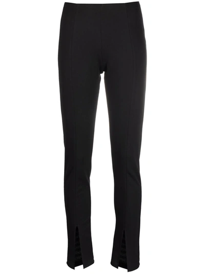 Shop Alchemy X Lia Aram Front-slit Slim-fit Trousers In Black