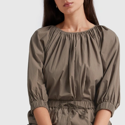Shop Co Gathered Sleeve Blouse In Taupe