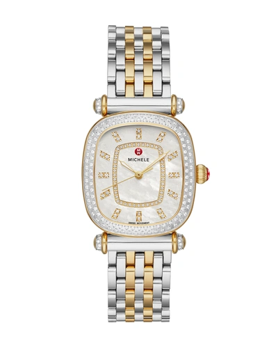 Shop Michele Caber Isle Two-tone 18k Gold Diamond Watch In Silver