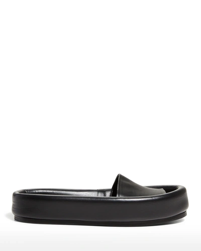 Shop Khaite Venice Leather Pool Slide Sandals In Black