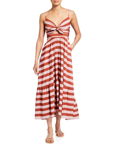Shop A.l.c Laurel Striped Cutout Long Dress In Rust Lavender