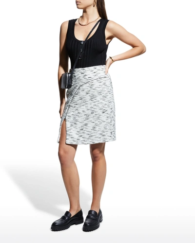 Shop Milly Phoenix Yarn-dye Knit Skirt In Black/white
