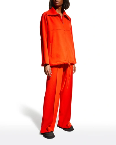Shop Jil Sander Wide-collar Zip-up Wool Jacket In Bright Orange
