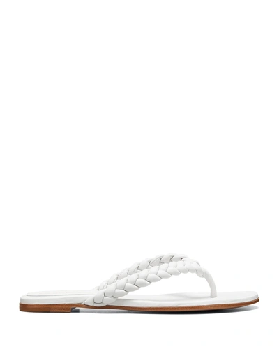 Shop Gianvito Rossi Braided Lamb Flat Thong Sandals In White