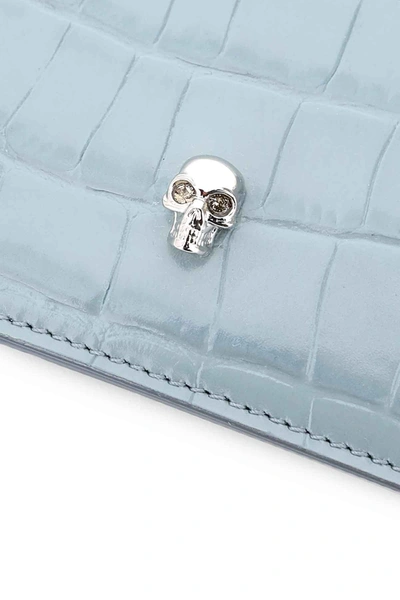 Shop Alexander Mcqueen Skull Card Holder Pouch In Light Blue
