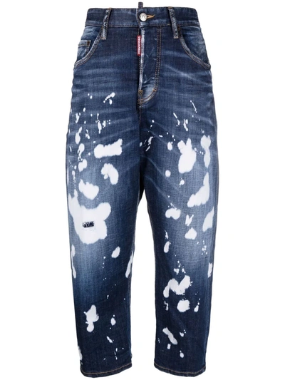 Shop Dsquared2 Bleach-effect Cropped Jeans In Blau