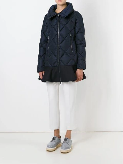 Moncler Vouglans Flounce-hem Puffer Coat In Navy | ModeSens