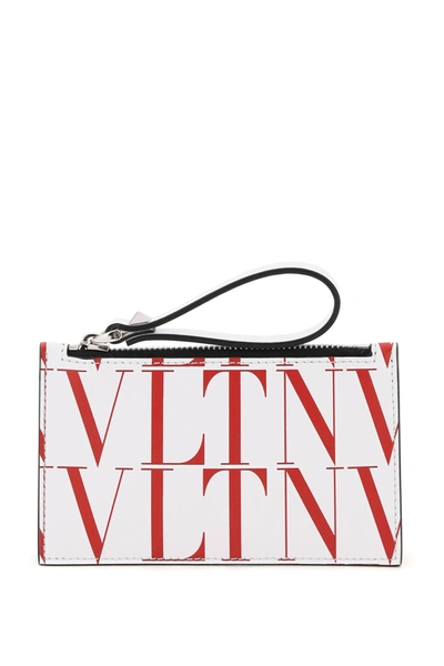 Shop Valentino Vltn Times Card Holder With Zip In White,red
