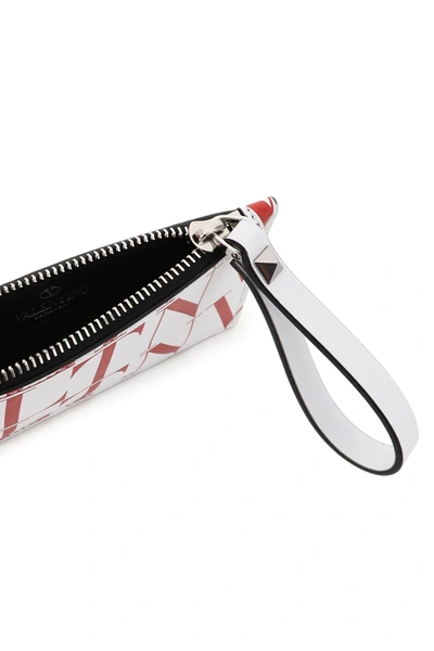 Shop Valentino Vltn Times Card Holder With Zip In White,red