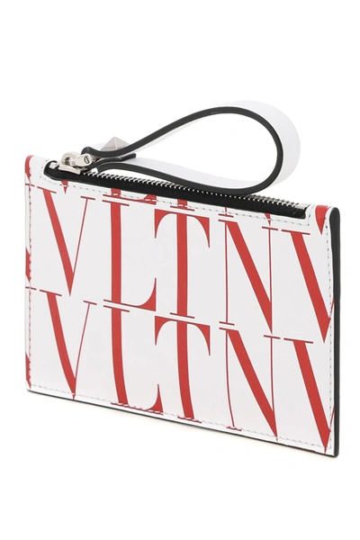 Shop Valentino Vltn Times Card Holder With Zip In White,red