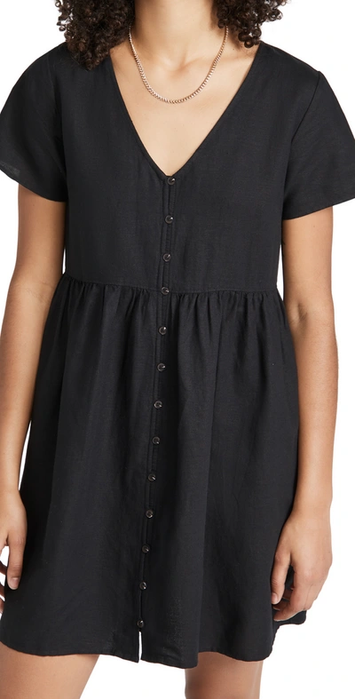 Shop Madewell Linen Mini Dress In True Black