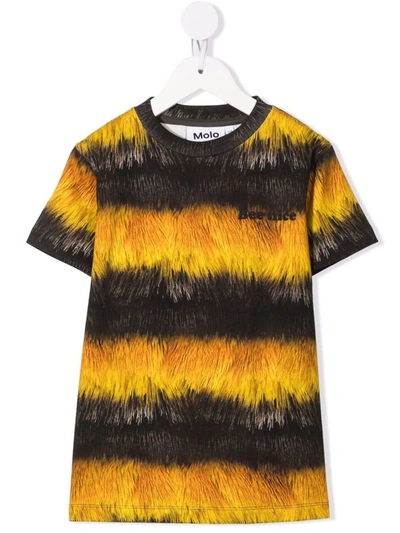 Shop Molo Road Bee-print Organic Cotton T-shirt In Yellow