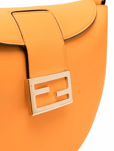 Shop Fendi Croissant Leahter Hobo Bag In Orange