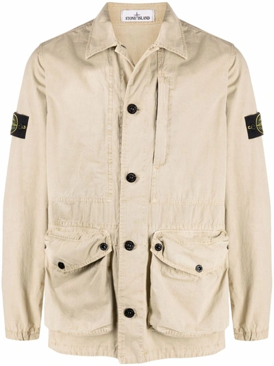 Stone Island Casual Jacket In Beige Cotton In Neutrals | ModeSens
