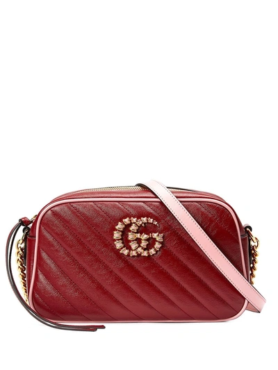 Shop Gucci Marmont Small Leather Bag In Red