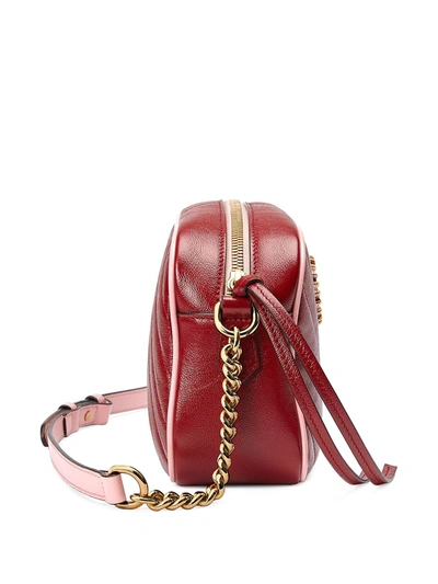 Shop Gucci Marmont Small Leather Bag In Red