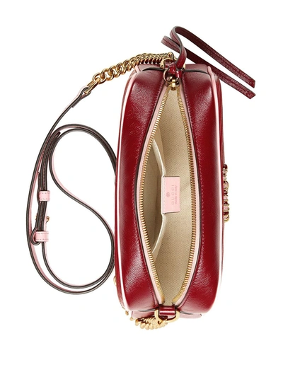 Shop Gucci Marmont Small Leather Bag In Red
