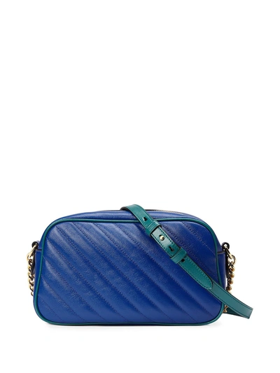 Shop Gucci Marmont Small Leather Bag In Blue