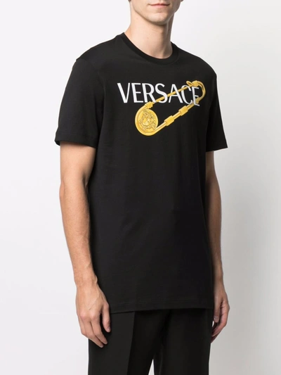 Shop Versace Cotton Logo T-shirt In Black