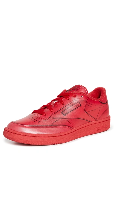 Shop Maison Margiela X Reebok Project 0 Club C Leather Sneakers In Red