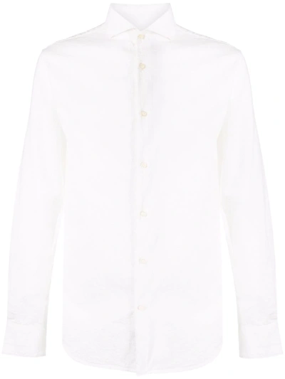 Shop Deperlu Pointed-collar Cotton Shirt In Weiss