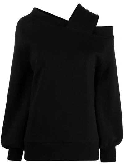 Shop Atu Body Couture X Ioana Ciolacu Balloon-sleeve Off-shoulder Sweatshirt In Schwarz