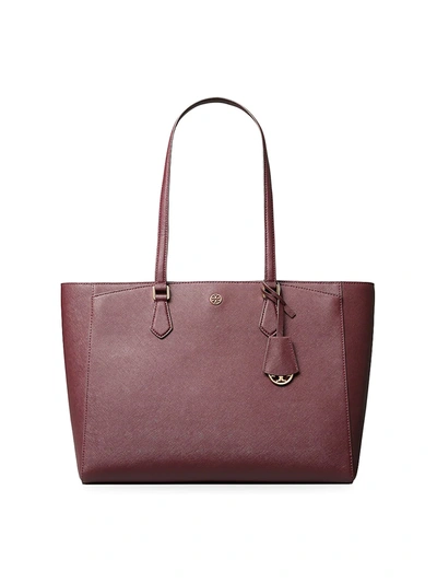 Shop Tory Burch Women's Robinson Leather Tote In Port