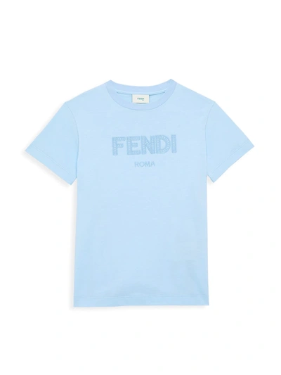 Shop Fendi Little Kid's & Kid's Capsule Logo T-shirt In Blue
