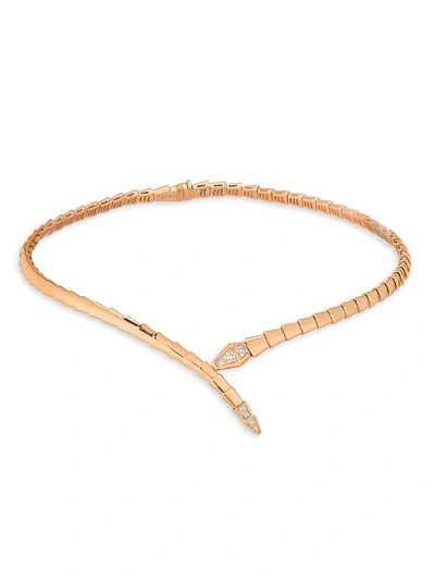 Shop Bvlgari Women's Serpenti Viper 18k Rose Gold & Diamond Necklace