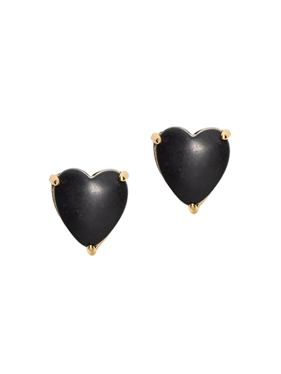 Shop Lele Sadoughi Jet Ashford Heart Stud Earrings In Jet Black