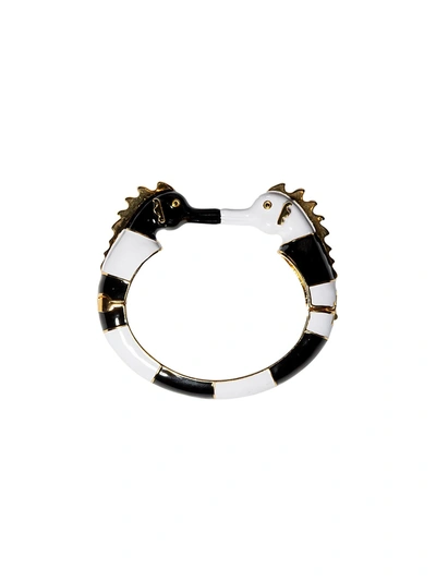 Shop Lele Sadoughi Seahorse Hinged Cuff Bracelet In Black White
