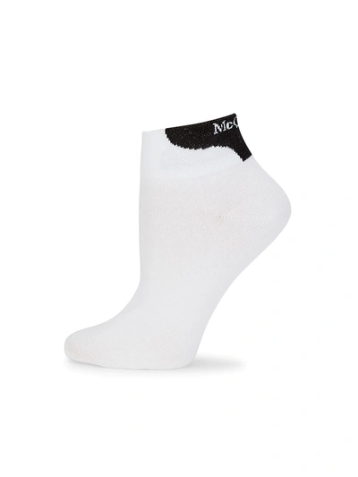 Shop Alexander Mcqueen Women's Logo Short Socks In White