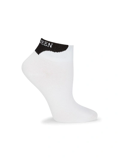Shop Alexander Mcqueen Women's Logo Short Socks In White