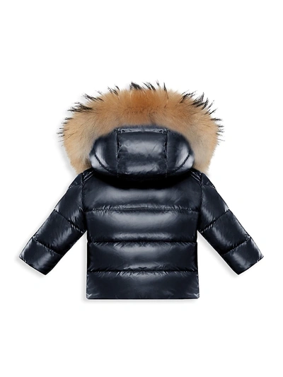 Shop Moncler Baby's & Little Kid's K2 Fox Fur-trim Down Puffer Jacket In Navy