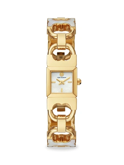 Shop Tory Burch The Gemini Double T-link Two-hand Two-tone Stainless Steel Watch In Gold