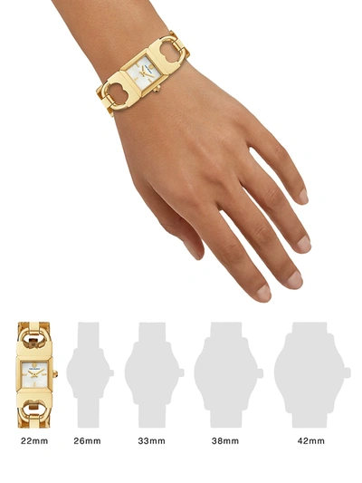 Shop Tory Burch The Gemini Double T-link Two-hand Two-tone Stainless Steel Watch In Gold