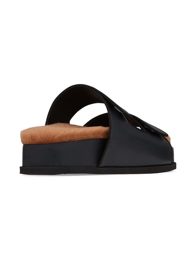 Shop Neous Dombai Shearling-lined Leather Slides In Black
