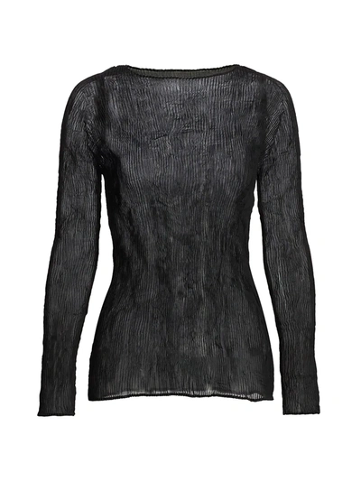 Shop Issey Miyake Women's Chiffon Twist Boatneck Top In Black