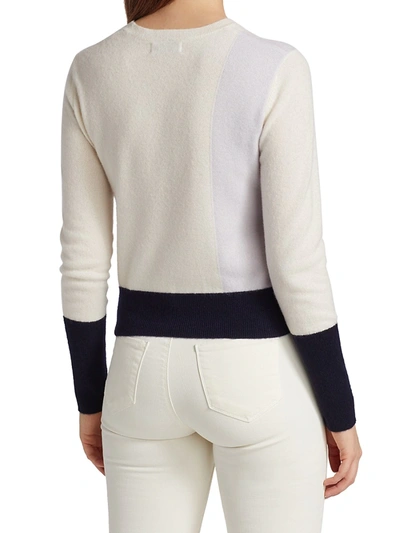 Shop Naadam Colorblocked Crewneck Cashmere Sweater In White