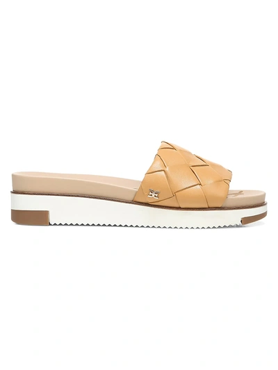 Shop Sam Edelman Women's Adaley Leather Slides In Sand