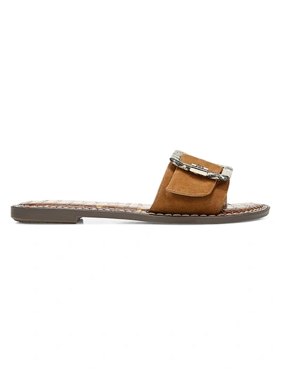 Shop Sam Edelman Granada Buckle Leather Sandals In Brown