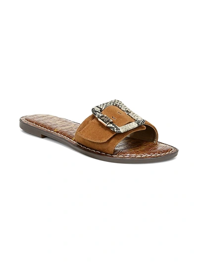 Shop Sam Edelman Granada Buckle Leather Sandals In Brown