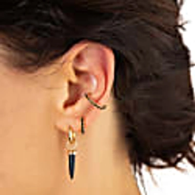 Scream Pretty Gold Huggie Earrings With Black Stones In Huggie