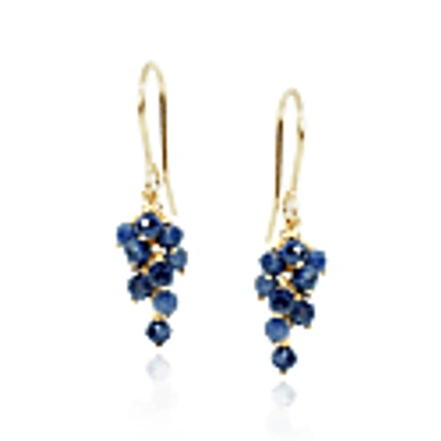 Mounir London Gold Sapphire Cluster Earrings In Cluster