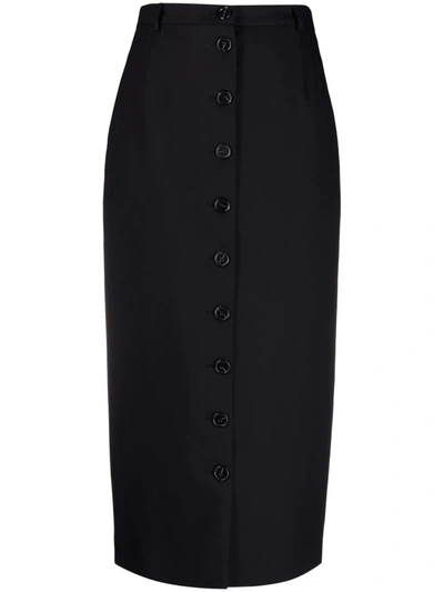 Shop Raf Simons Button-down Tailored Skirt In Black