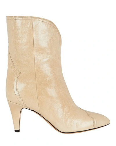Shop Isabel Marant Dytho Leather Ankle Boots In Beige
