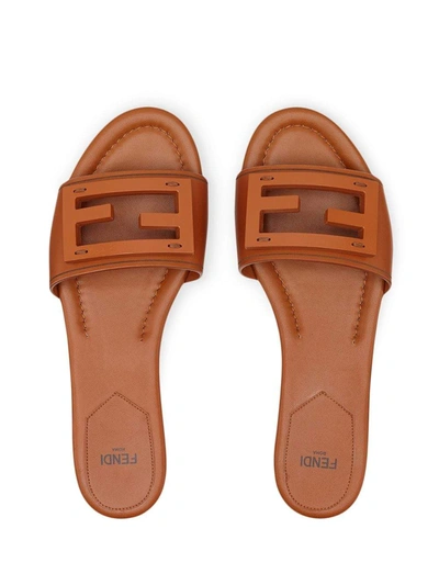 Shop Fendi Sandals Leather Brown