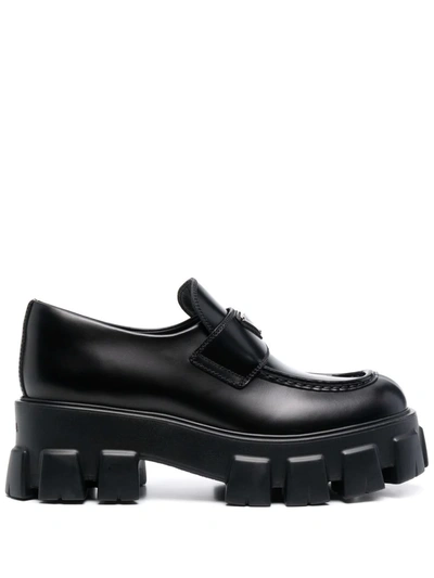Shop Prada Monolith 65mm Chunky Loafers In Black