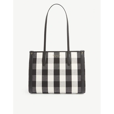 Shop Kate Spade Womens Black Multi Market Gingham-print Cotton-blend Tote Bag